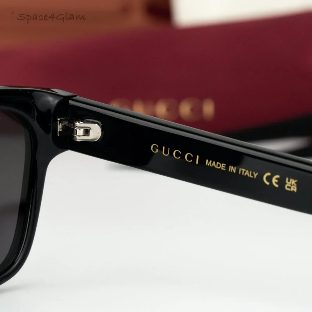 BRAND NEW Gucci GG1716S 001 Black Grey Square Unisex Sunglasses